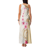 Beige Frangipani Sea Shell Family Matching Tank Maxi Dress and Hawaiian Shirt Starfish Polynesian Pattern - Polynesian Pride