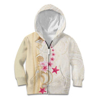 Beige Frangipani Sea Shell Kid Hoodie Starfish Polynesian Pattern - Polynesian Pride