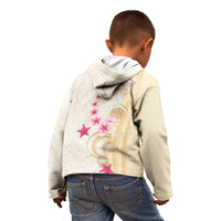 Beige Frangipani Sea Shell Kid Hoodie Starfish Polynesian Pattern - Polynesian Pride