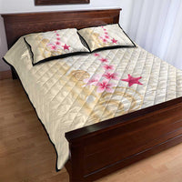 Beige Frangipani Sea Shell Quilt Bed Set Starfish Polynesian Pattern - Polynesian Pride