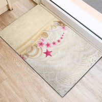 Beige Frangipani Sea Shell Rubber Doormat Starfish Polynesian Pattern - Polynesian Pride