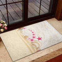 Beige Frangipani Sea Shell Rubber Doormat Starfish Polynesian Pattern - Polynesian Pride