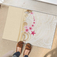 Beige Frangipani Sea Shell Rubber Doormat Starfish Polynesian Pattern - Polynesian Pride
