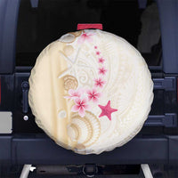 Beige Frangipani Sea Shell Spare Tire Cover Starfish Polynesian Pattern - Polynesian Pride