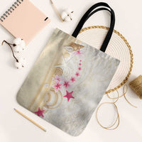 Beige Frangipani Sea Shell Tote Bag Starfish Polynesian Pattern - Polynesian Pride