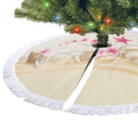 Beige Frangipani Sea Shell Tree Skirt Starfish Polynesian Pattern - Polynesian Pride