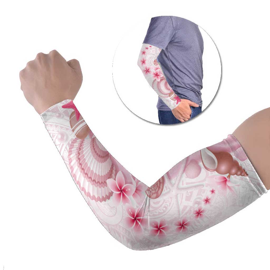 Pink Plumeria Sea Shell Arm Sleeves Starfish Polynesian Pattern - Polynesian Pride