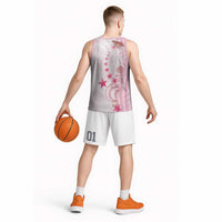 Pink Plumeria Sea Shell Basketball Jersey Starfish Polynesian Pattern - Polynesian Pride