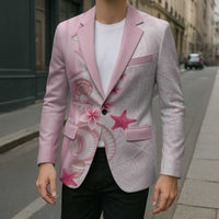Pink Plumeria Sea Shell Blazer Starfish Polynesian Pattern - Polynesian Pride