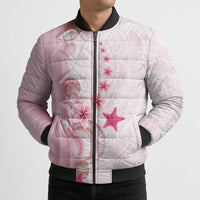 Pink Plumeria Sea Shell Bomber Puffer Jacket Starfish Polynesian Pattern - Polynesian Pride