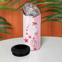 Pink Plumeria Sea Shell 4 in 1 Can Cooler Tumbler Starfish Polynesian Pattern - Polynesian Pride