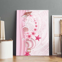 Pink Plumeria Sea Shell Canvas Wall Art Starfish Polynesian Pattern - Polynesian Pride