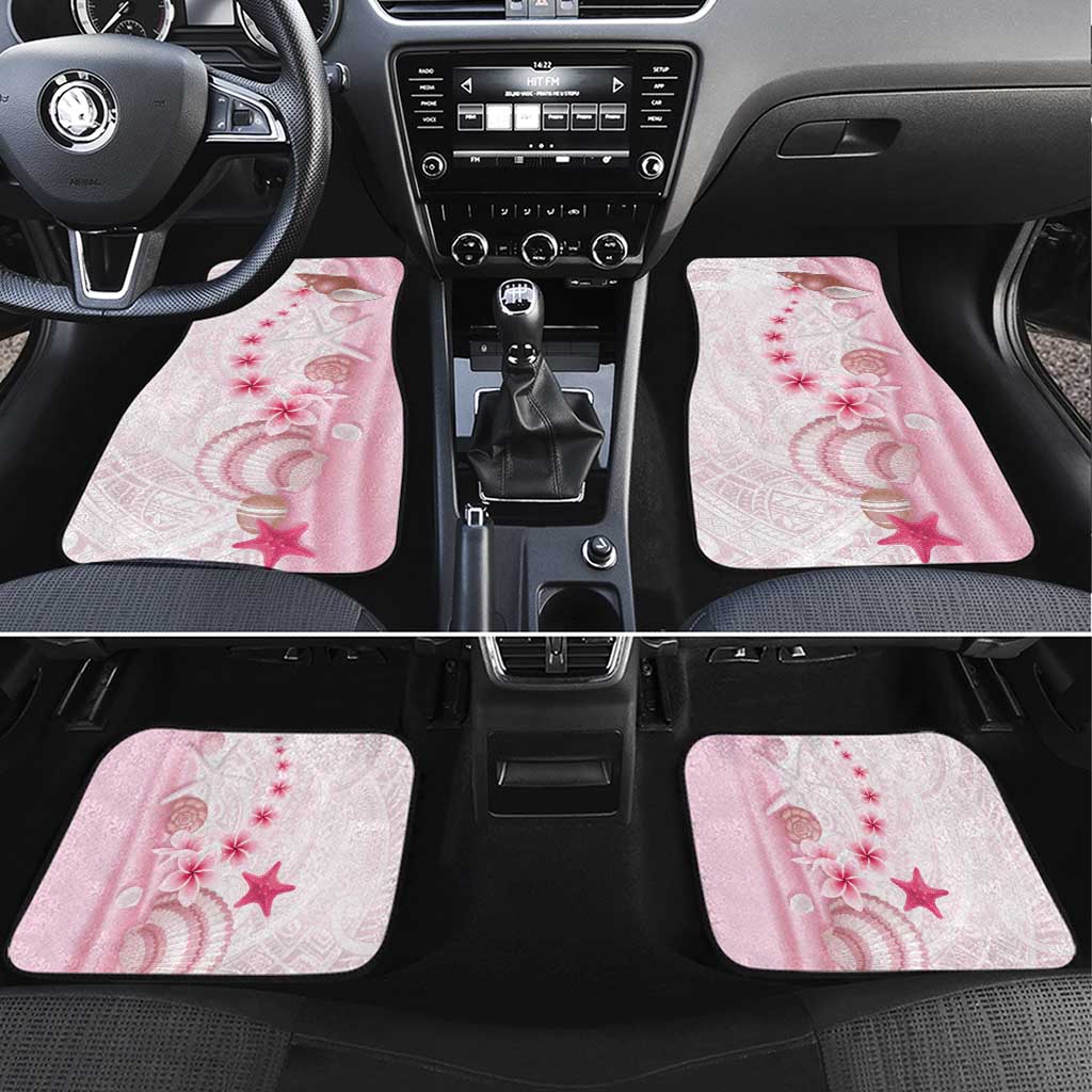Pink Plumeria Sea Shell Car Mats Starfish Polynesian Pattern - Polynesian Pride