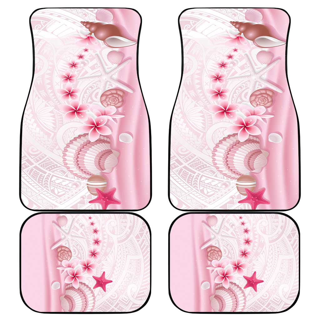 Pink Plumeria Sea Shell Car Mats Starfish Polynesian Pattern - Polynesian Pride