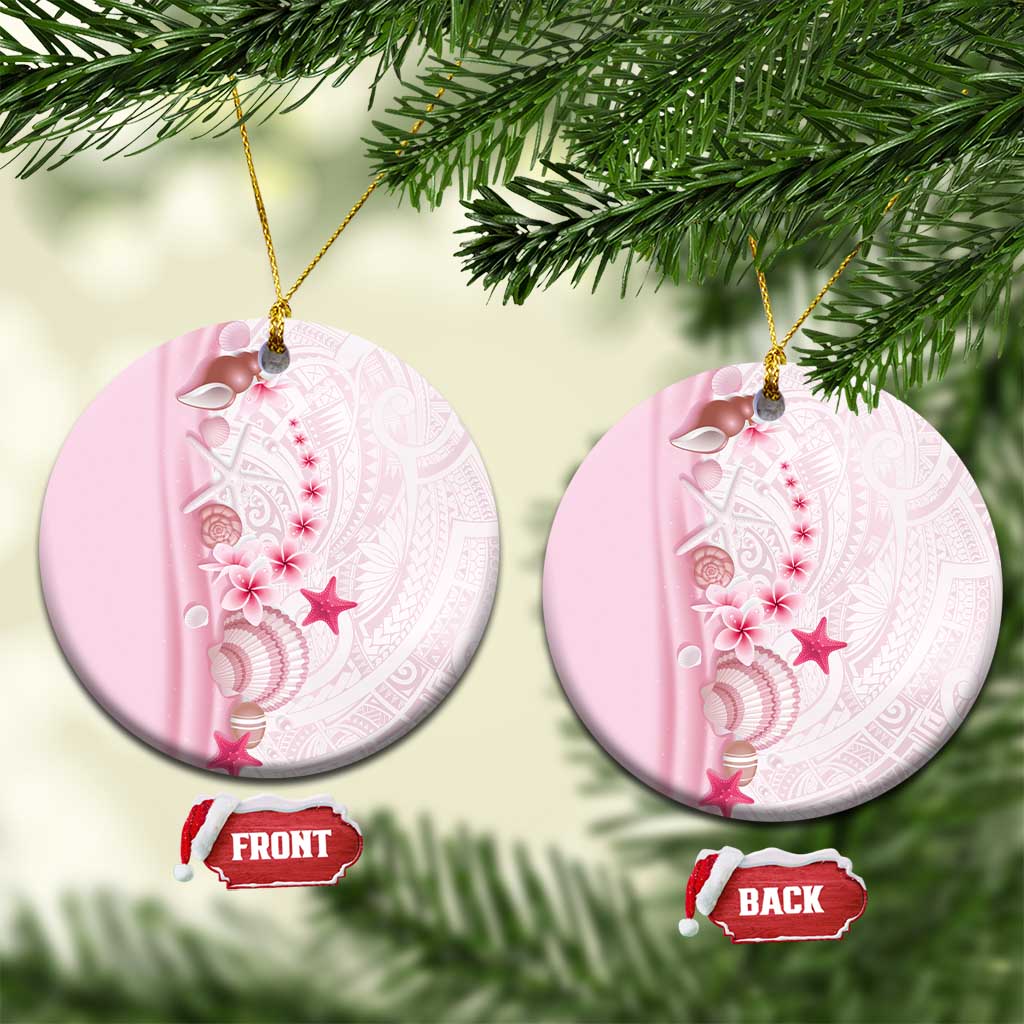 Pink Plumeria Sea Shell Ceramic Ornament Starfish Polynesian Pattern - Polynesian Pride