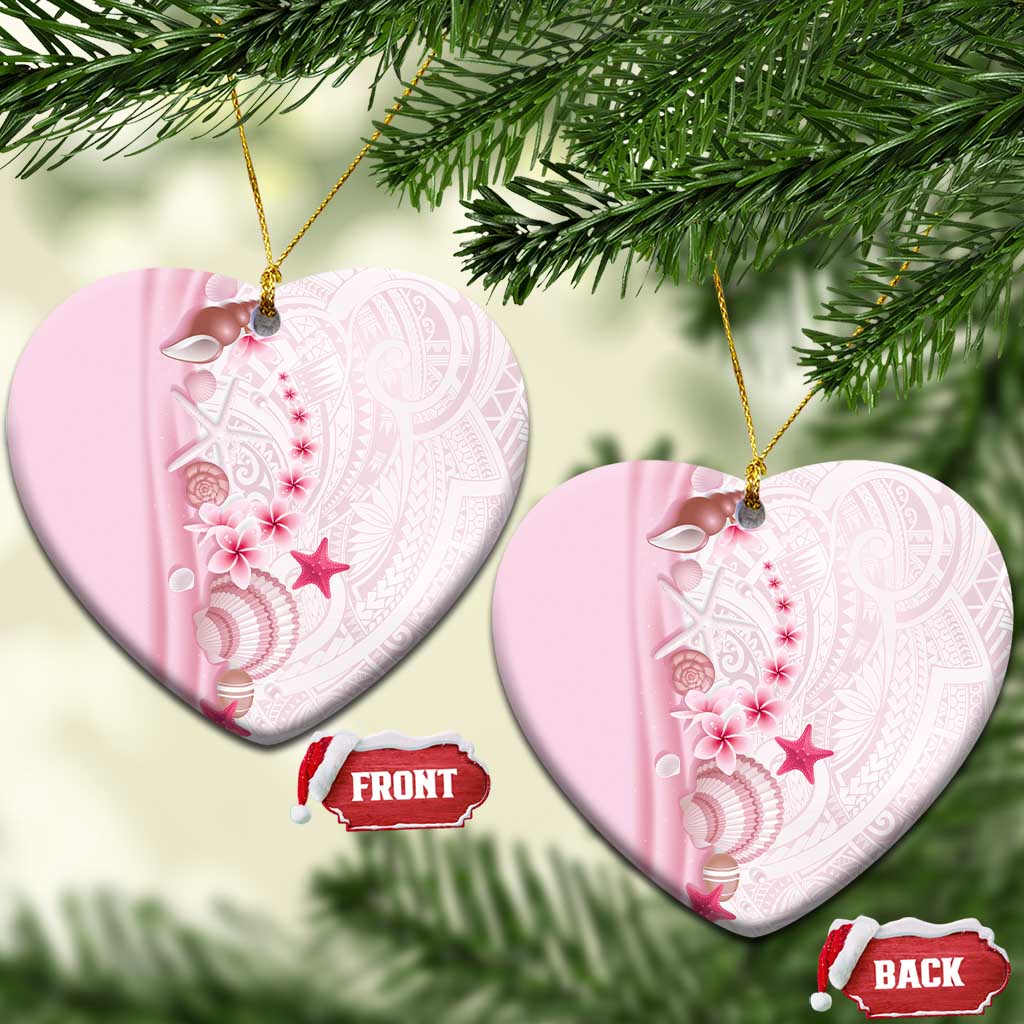 Pink Plumeria Sea Shell Ceramic Ornament Starfish Polynesian Pattern - Polynesian Pride