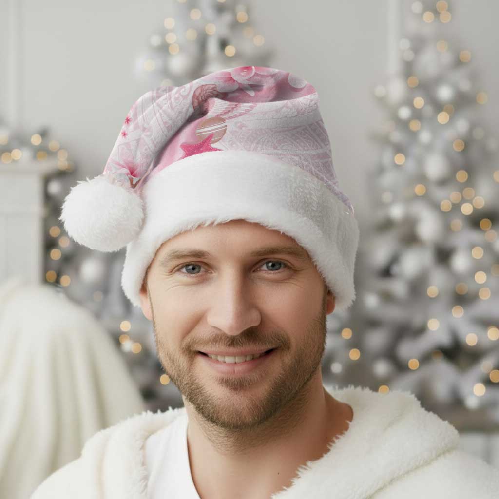 Pink Plumeria Sea Shell Christmas Santa Hat Starfish Polynesian Pattern - Polynesian Pride