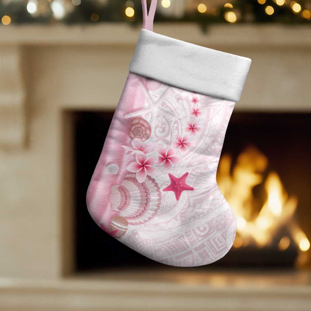 Pink Plumeria Sea Shell Christmas Stocking Starfish Polynesian Pattern - Polynesian Pride