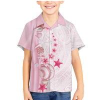 Pink Plumeria Sea Shell Family Matching Mermaid Dress and Hawaiian Shirt Starfish Polynesian Pattern - Polynesian Pride