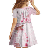 Pink Plumeria Sea Shell Family Matching Off The Shoulder Long Sleeve Dress and Hawaiian Shirt Starfish Polynesian Pattern - Polynesian Pride