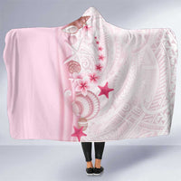 Pink Plumeria Sea Shell Hooded Blanket Starfish Polynesian Pattern - Polynesian Pride