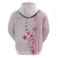 Pink Plumeria Sea Shell Hoodie Starfish Polynesian Pattern - Polynesian Pride