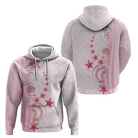 Pink Plumeria Sea Shell Hoodie Starfish Polynesian Pattern - Polynesian Pride