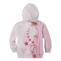 Pink Plumeria Sea Shell Kid Hoodie Starfish Polynesian Pattern - Polynesian Pride
