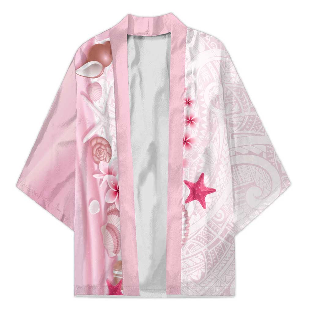 Pink Plumeria Sea Shell Kimono Starfish Polynesian Pattern - Polynesian Pride