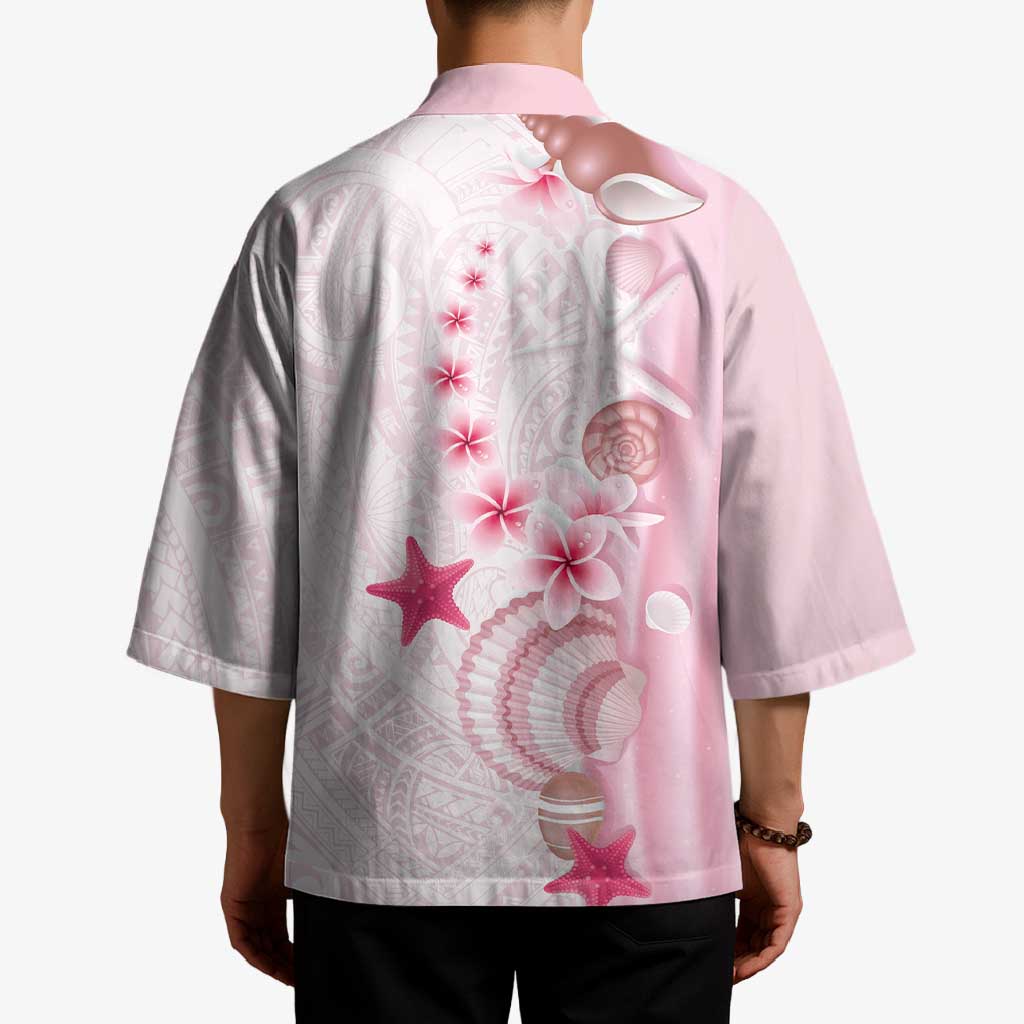 Pink Plumeria Sea Shell Kimono Starfish Polynesian Pattern - Polynesian Pride