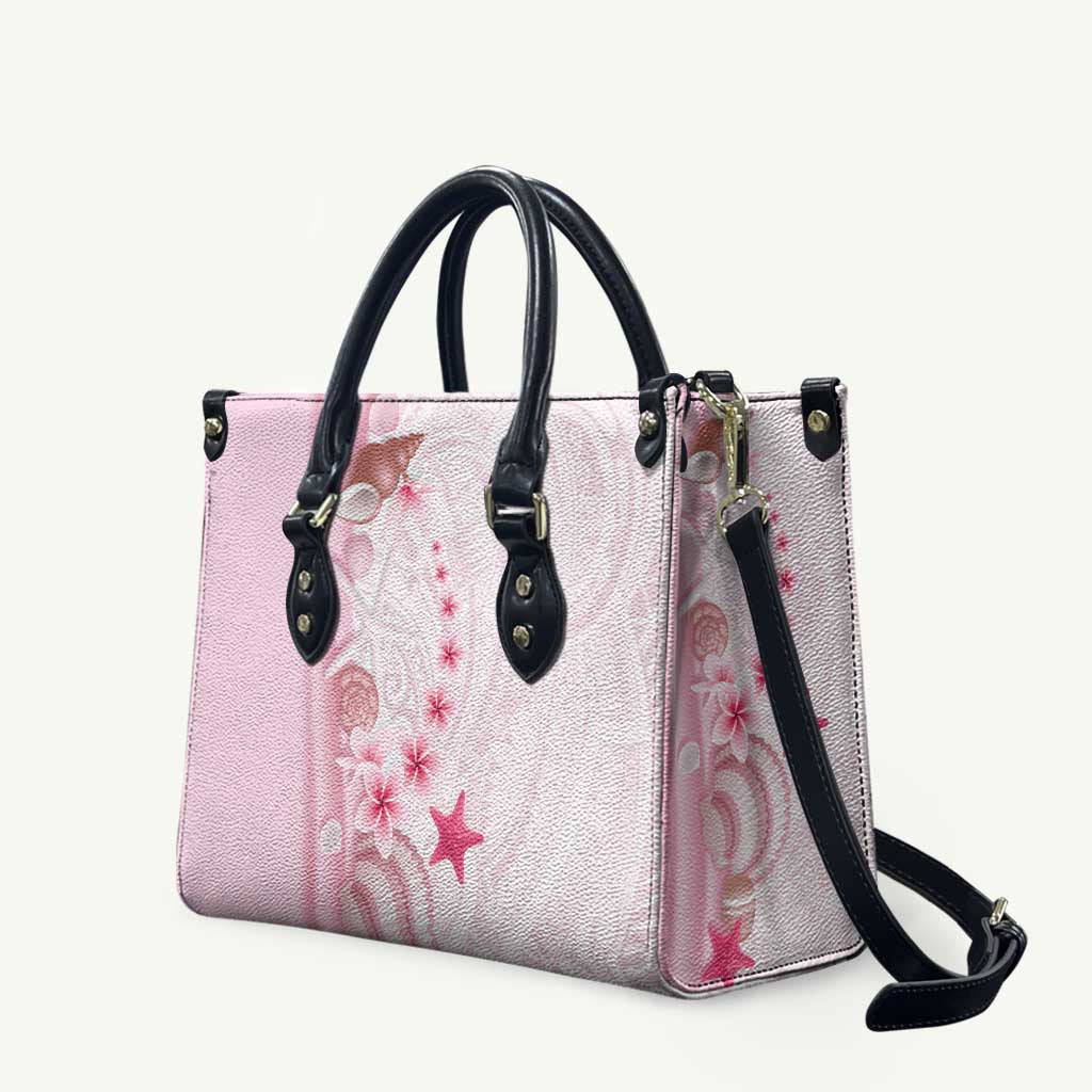 Pink Plumeria Sea Shell Leather Bag Starfish Polynesian Pattern - Polynesian Pride