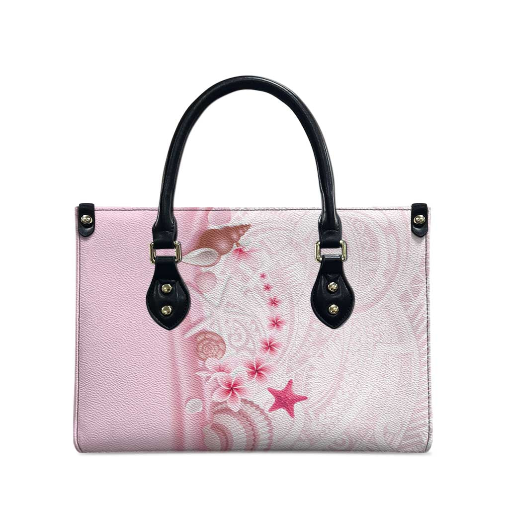 Pink Plumeria Sea Shell Leather Bag Starfish Polynesian Pattern - Polynesian Pride