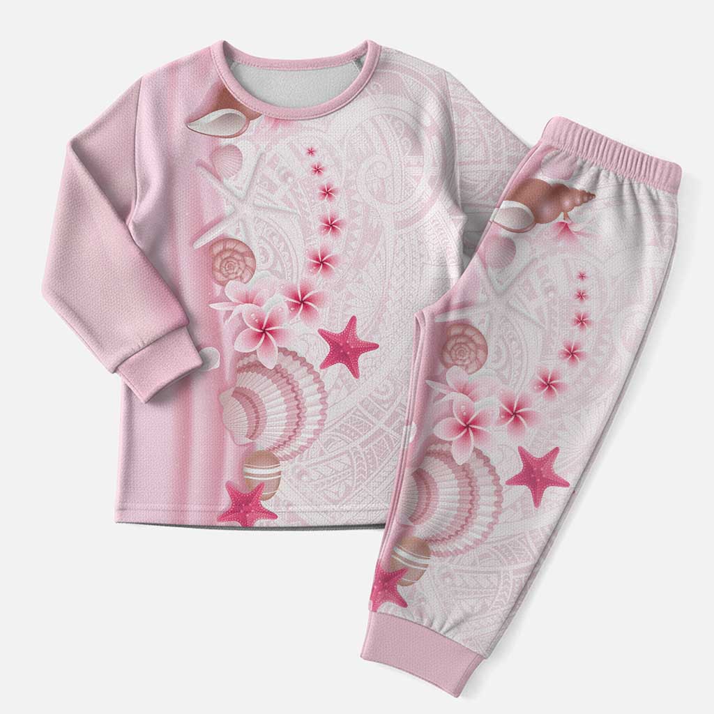 Pink Plumeria Sea Shell Christmas Pajama Set Starfish Polynesian Pattern - Polynesian Pride