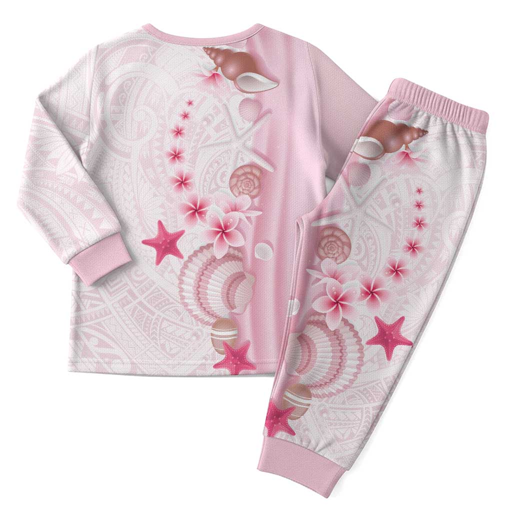 Pink Plumeria Sea Shell Christmas Pajama Set Starfish Polynesian Pattern - Polynesian Pride