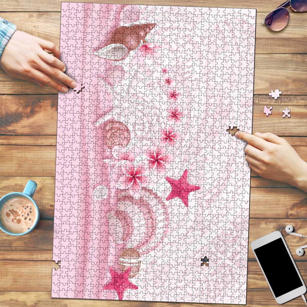 Pink Plumeria Sea Shell Puzzle Starfish Polynesian Pattern - Polynesian Pride