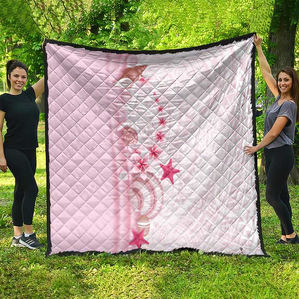 Pink Plumeria Sea Shell Quilt Starfish Polynesian Pattern - Polynesian Pride