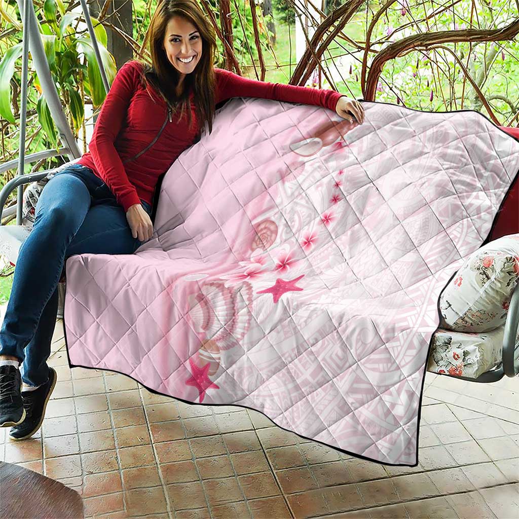 Pink Plumeria Sea Shell Quilt Starfish Polynesian Pattern - Polynesian Pride
