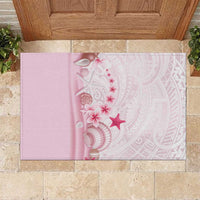 Pink Plumeria Sea Shell Rubber Doormat Starfish Polynesian Pattern - Polynesian Pride
