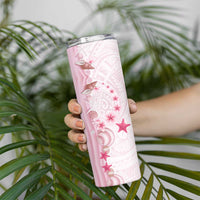 Pink Plumeria Sea Shell Skinny Tumbler Starfish Polynesian Pattern - Polynesian Pride