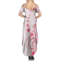 Pink Plumeria Sea Shell Summer Maxi Dress Starfish Polynesian Pattern - Polynesian Pride