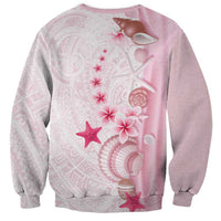 Pink Plumeria Sea Shell Sweatshirt Starfish Polynesian Pattern - Polynesian Pride