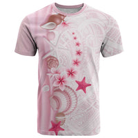 Pink Plumeria Sea Shell T Shirt Starfish Polynesian Pattern - Polynesian Pride
