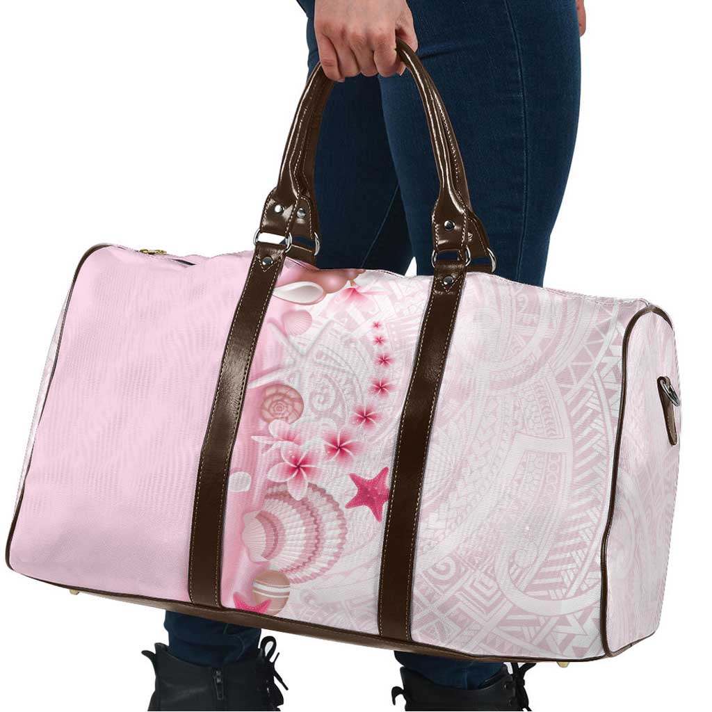 Pink Plumeria Sea Shell Travel Bag Starfish Polynesian Pattern - Polynesian Pride