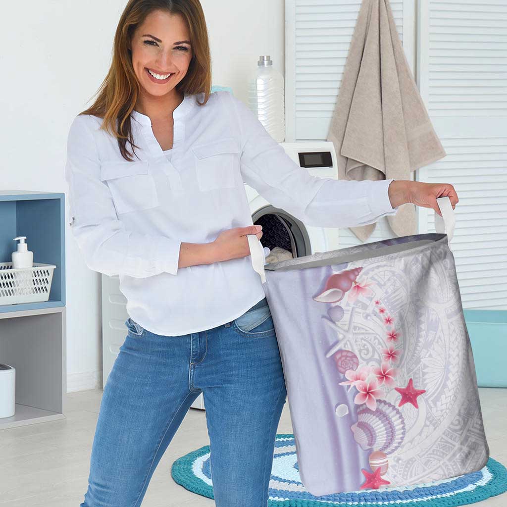 Purple Plumeria Sea Shell Laundry Basket Starfish Polynesian Pattern - Polynesian Pride