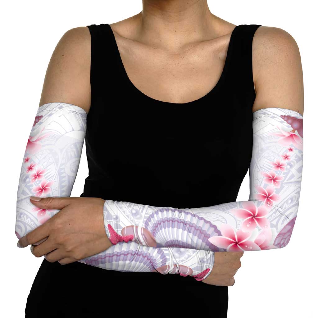 Purple Plumeria Sea Shell Arm Sleeves Starfish Polynesian Pattern - Polynesian Pride