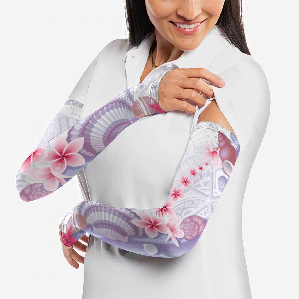 Purple Plumeria Sea Shell Arm Sleeves Starfish Polynesian Pattern - Polynesian Pride