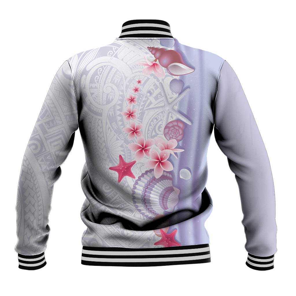 Purple Plumeria Sea Shell Baseball Jacket Starfish Polynesian Pattern - Polynesian Pride