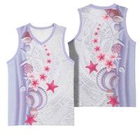 Purple Plumeria Sea Shell Basketball Jersey Starfish Polynesian Pattern - Polynesian Pride