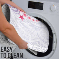 Purple Plumeria Sea Shell Bathroom Set Starfish Polynesian Pattern - Polynesian Pride