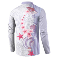Purple Plumeria Sea Shell Button Sweatshirt Starfish Polynesian Pattern - Polynesian Pride